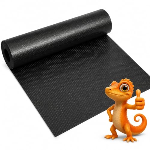 48" x 24" Reptile Terrarium Mat Liner for 4x2x2 120 Gallon Tank, Bearded Dragon Tank Accessories, Non-Adhesive Reptile Carpet Substrate Bedding for Leopard Gecko, Lizard, Snake, Tortoise, Black | Fits most standard 4x2x2 reptile tanks and can be trimmed f