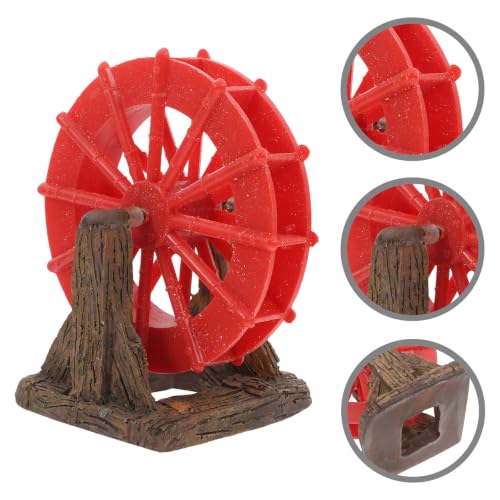 jojofuny Miniature Aquarium Water Wheel Fish Tank Fountain Decorative Plastic Water Mill Model for Aquatic Environments and Fish Tank, Increases Oxygen Supply Realistic Design for Hotels