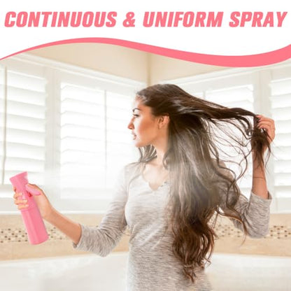 Empty Spray bottles, Spray Water Bottle Fine Mist Refillable, Continuous Spray Bottle for Hair, Skin Care, Planting, Showering Pets, Travel, Cleaning & Home (Pink 2Pack