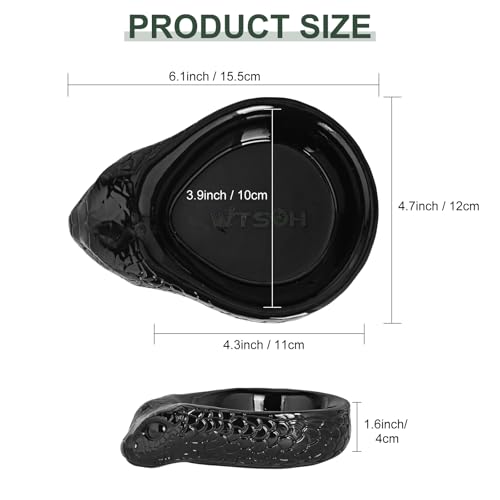 Resin Reptile Water Dish for Gecko, Snake, Tortoise & Lizards（Black） | Heavy Stable Base • Natural Rock Design • Water & Food Use • Easy to Clean - color: black