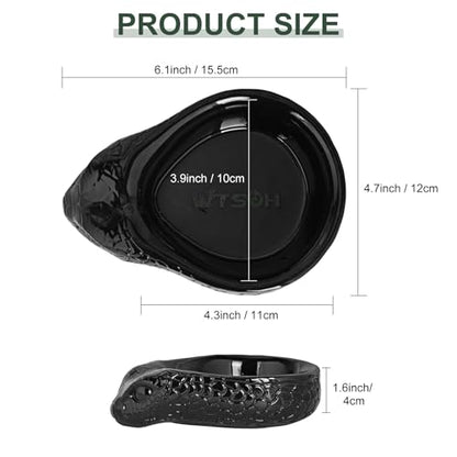 Resin Reptile Water Dish for Gecko, Snake, Tortoise & Lizards（Black） | Heavy Stable Base • Natural Rock Design • Water & Food Use • Easy to Clean - color: black