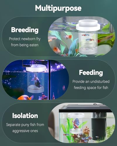 Pawfly Large Breeder Box for Fish Tank, Floating Guppy Breeder Box, Plastic Hatchery Incubator Isolation Box for Shrimp Betta Clownfish, Baby Fish Separator for Aquarium - size: Large