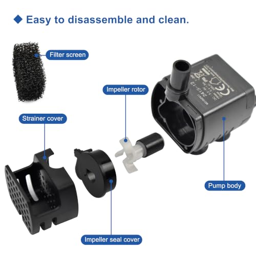 CONQUERALL DC 5V USB Cat Fountain Replacement Pump 1W 39GPH 2.3ft with 3.3ft Silicone Tube for Dog Drinking Bowl (Black) - color: Usb 5v 1w 150l/H 75cm Head