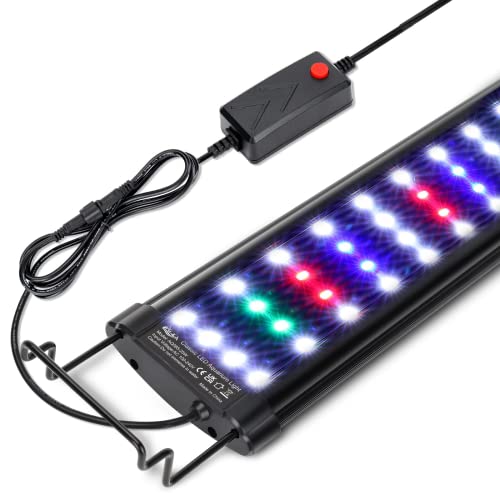 AQQA Aquarium Light,Full Spectrum LED Fish Tank Lights,12"-54" Adjustable Multi-Color White Blue Red Green LEDs with Extendable Brackets,14W-31W for Freshwater Plants (25W (32"-36")) - size: 25W (32"-36")