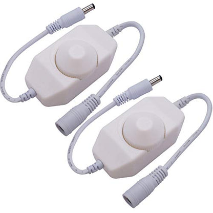 weideer 2Pcs DC12V-24V LED Strip Lights Dimmer Switch PWM Rotary Dimmer Controller Inline Dimmer Switch for LED String Lights Christmas Lights White K-018-W - color: White