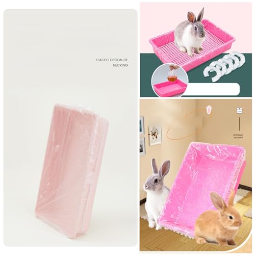 50 Pack Disposable Rabbit Litter Box Liners Disposable Rabbit Cage Cover Liner Waterproof Plastic Wrap for Guinea Pig Training Potty Tray Bunny Litter Pan Trainer Corner Pellet Bedding Toilet