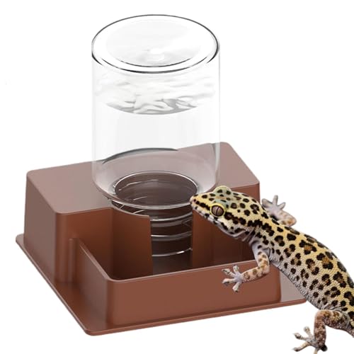 Reptile Water Feeder - Wide-Mouth Leak-Proof,Automatic Waterer for Gecko - for Home Indoor Garden Yard Backyard Gecko Snake Lizard - color: Brown, size: M