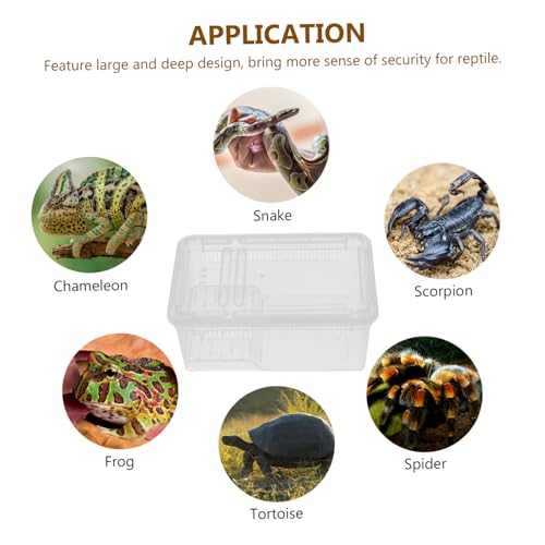 HEALLILY Plastic Reptile Collection Box Climbing Pet Display Container Portable Breeding Habitat for Turtles Lizards Snakes
