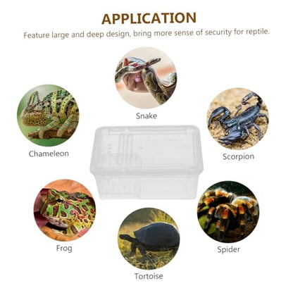 HEALLILY Plastic Reptile Collection Box Climbing Pet Display Container Portable Breeding Habitat for Turtles Lizards Snakes