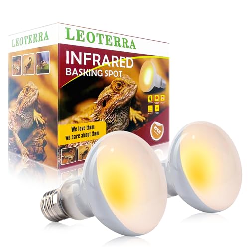 Leoterra Reptile Heat Lamp 50W Basking Spot Bulb (2 Pack) - UVA Daylight Heating for Bearded Dragon, Leopard Gecko, Turtle, Snake - E26 Terrarium Light 10-20 Gallon Winter Essential 2000+ Hours - style: B6350 Basking Light
