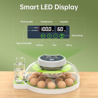 Egg Incubator with Automatic Egg Turning and Humidity Control, 18 Eggs Incubators for Hatching Eggs Chicken Quail Ducks Goose Parrot for Home Lab Farm Classroom - size: 18 Egg