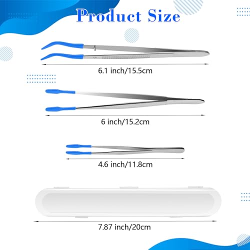 3PCS Tip Tweezers, Silicone Rubber Flat Tipped Tweezers Bent Tip for Jewelry Coin Stamp (Blue) - color: Blue