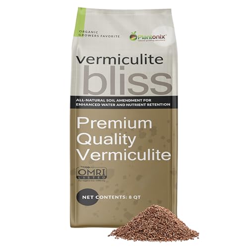 Vermiculite Bliss (8 Qts) - Organic Vermiculite for Gardening - 100% Natural Soil Amendment - Coarse Vermiculite for Plants, Potting Soil, & Seed Starting - Mixes with Garden Soil & Perlite for Plants - color: Vermiculite Bliss (8 Qts)