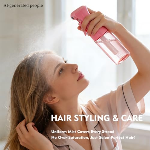 Continuous Spray Bottle, 6.8 OZ Hair Spray Bottles, Ultra-Fine Mister Spray Bottle for Hairstyling, Cleaning, Plants, Pets, Salons, and More (1 Pack) - color: Pink