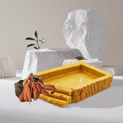 Hermit Crab Pool, Resin Reptile Water Bowl & Bathing Dish, Aquarium Tank Cage Habitat Accessories for Small to Medium Hermit Crab Turtles Lizard Frog Gecko Bearded Dragon - color: Square
