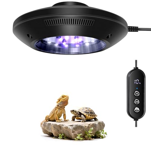 LED UVB Light for Reptiles, 8W UVA UVB Lamp – Timer Switch, Adjustable Brightness, Ferguson Zones 1-4, Energy-Efficient, UVI Lamp for Bearded Dragons, Chameleon, Lizard, Snake, Non-Heating Equipment