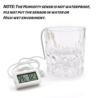 Digital Probe Thermometer Hygrometer for Reptiles - 2-in-1 Terrarium Monitor with Instant Reading, Mini Design for Turtle Tank/Lizard Cage/Aquarium Habitat (White)