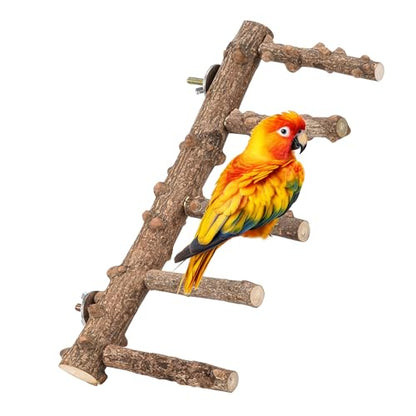 Mogoko Bird Ladder Perch for Cage, Natural Wood Bird Parrot Perch Stand Parrot Perch Bridge Climbing Chewing Toys for Small Medium Animal