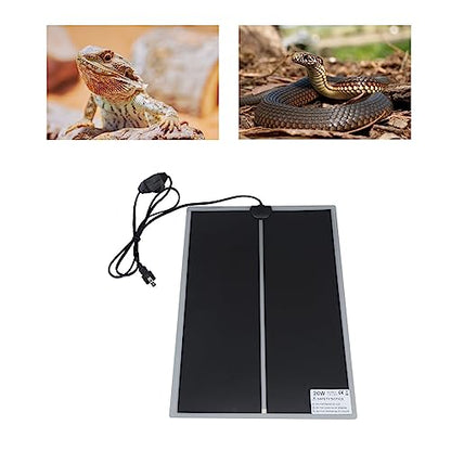 Reptile Heating Pad, Rapid Heating 110 to 120V Waterproof Adjustable Temperature Reptile Terrarium Heat Pad for Turtles, Lizards, Frogs (20W) - size: 20W