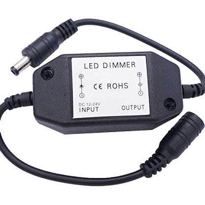 weideer 2Pcs DC12V-24V LED Strip Lights Dimmer Switch PWM Rotary Dimmer Controller Inline Dimmer Switch for LED String Lights Christmas Lights Black K-018-BK - color: Black