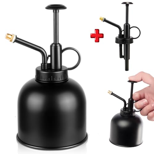 Metal Stainless Plant Misters for Inside,Succulent Watering Bottle With Top Pump, Small Plant Sprayer Mister Watering Can for Indoor Outdoor House Plant,Black Plant Spray Bottle (A-Black)