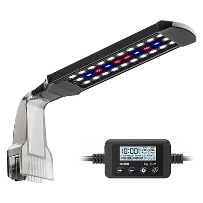 NICREW Clip on Aquarium Light, Fish Tank Light with White, Blue and Red LEDs, Planted Aquarium Light for Nano Tank, 2 Lighting Modes - size: For Plants