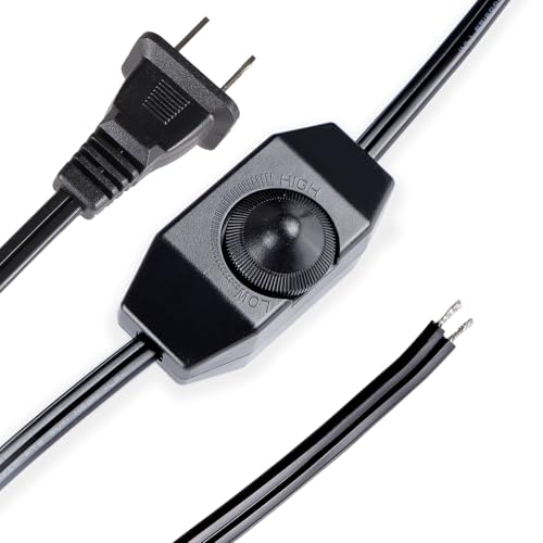 Dimmer Light Switch, 6FT Rotary Control for 120V 100W - Table Lamp Outdoor String Lights Dimmable Lights Dimming Thermostat Reptile - Black Pack of 1 - color: Black, size: 1 Pack - WA001