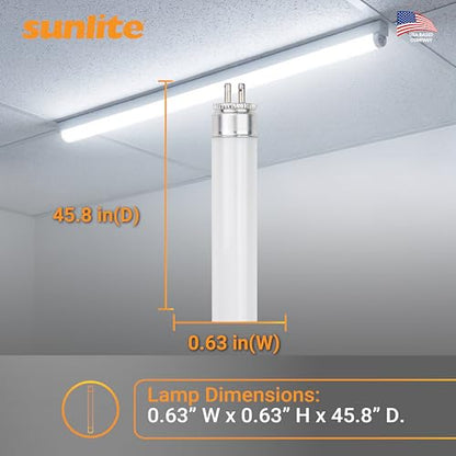 Sunlite 30440 F54T5/841/HO 4 Foot T5 Linear Fluorescent Lamp, 54 Watts, 5000 Lumens, 4100K Cool White, Miniature G5 Bi-Pin Base, ROHS Compliant, High Performance Straight Tube, 40 Pack - color: 4100k, style: 54 watts (45.80-Inch)