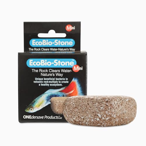 EcoBio-Block Natural Volcanic Rock for Aquarium Water Clarity & Balance — Low-Maintenance Alternative to Weekly Additives — for Freshwater Fish, Turtles, Shrimp & Frogs (Mini, 3-8 gal) - size: 1 Pack, style: Mini
