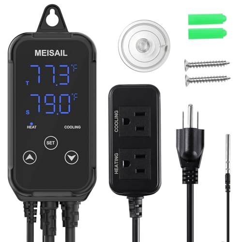 Temperature Controller Digital Heating Plug in Thermostat for Reptiles, Home Brewing Fermentation Incubation, US Specification 1100W