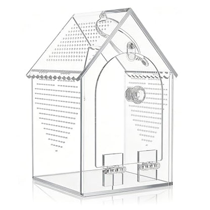 Clear Acrylic Reptiles Habitat Box with Ventilation Holes 12x12x20cm Reptiles Terrarium for Pets and Educational Use Comprehensive Fly Container