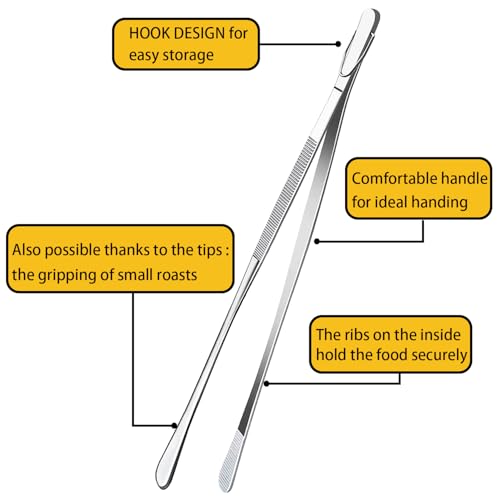 JETKONG 12-Inch Fine Tweezer Tongs Long Cooking Tweezer Stainless Steel Kitchen Tweezers