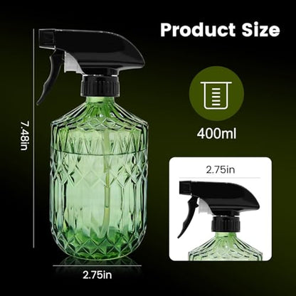 Plant Mister Fine Mist Water Spray Bottle for Plants - 0.43L/15.17oz Handheld Glass Spray Bottles with Adjustable Nozzle - for Indoor Flower, Plant, Gardening, Cleaning (Light Green)