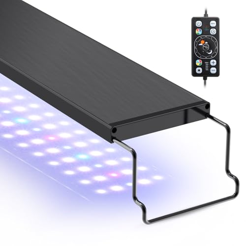 hygger Aquarium LED Light Fish Tank Full Spectrum Lighting with 24/7 Day-Night Cycle Mode & Auto On/Off Timer, 7 Colors Options, Dimmable, Extendable Bracket for 24~30in Freshwater Tank - size: 26W for 24~30inch Tank