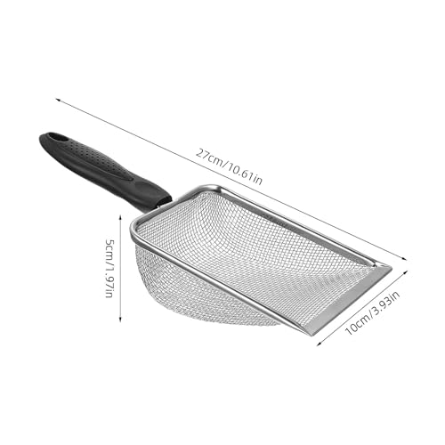ibasenice Fine 6-Mesh Litter Sifter, Bearded Dragon Poop Scoop, Reptile Substrate Scoop, Metal Terrarium Cleaning Tool for Leopard Gecko Enclosures Mesh Size 3.8X3.8mm