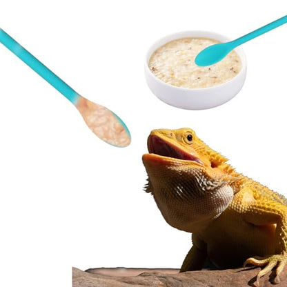 4 Pcs Reptile Spoon, Crested Gecko Food Mixing Spoon Crested Gecko Accessories Long Handle Feeding Tool fit Lizard Gargoyle Bearded Dragon
