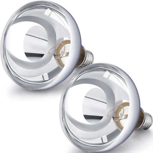 VIHOSE 2 Pack 250 Watt Heat Lamp 120v R40 Heat Lamp Bulbs Glass Incandescent Light Bulbs Incandescent Heating Lightbulbs for Reptiles Chicks Food Puppies Bathroom, Use E26 Base (Silver) - color: Silver