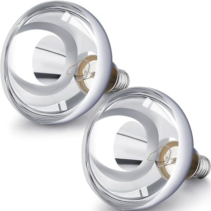 VIHOSE 2 Pack 250 Watt Heat Lamp 120v R40 Heat Lamp Bulbs Glass Incandescent Light Bulbs Incandescent Heating Lightbulbs for Reptiles Chicks Food Puppies Bathroom, Use E26 Base (Silver) - color: Silver