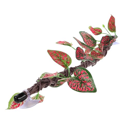 OUNONA Reptile Climbing Branch with Suction Cup, Bendable Artificial Vine Plant for Terrarium, Plastic Hanging Greenery Stem Decor for Bearded Dragon, Gecko, Frog, Snake Habitat