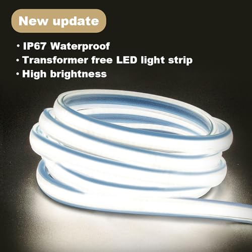 2 Meter Light Strips AC 110V LED Strip Lights IP67 Waterproof Flexible 4000K White LED Rope Lights 6.56 Feet for Under Cabinet Home and Garden(White, 6.56ft) - color: White 4000K, size: 6.56ft