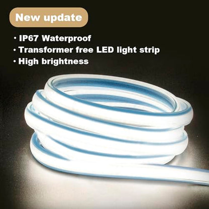 2 Meter Light Strips AC 110V LED Strip Lights IP67 Waterproof Flexible 4000K White LED Rope Lights 6.56 Feet for Under Cabinet Home and Garden(White, 6.56ft) - color: White 4000K, size: 6.56ft