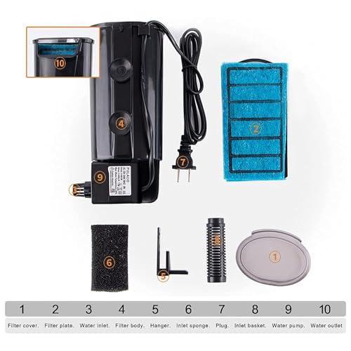 PULACO Aquarium Internal Filter 3 to 20 Gallons, for Turtle Tanks, Reptiles, Amphibians, Frog, Cichlids, Newt or Fish Tank
