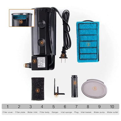 PULACO Aquarium Internal Filter 3 to 20 Gallons, for Turtle Tanks, Reptiles, Amphibians, Frog, Cichlids, Newt or Fish Tank