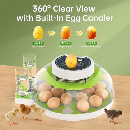8 Egg Incubator with Automatic Egg Turning, Temperature & Humidity Control, Egg Candler, Mini Digital Incubator for Hatching Chicken Duck Quail Goose Bird – Home & Classroom Use - size: 8 Egg