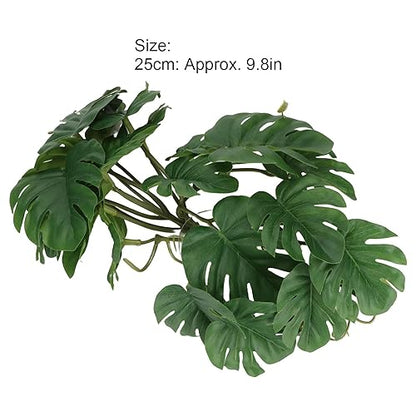 Reptile Plants Artificial Plants Terrarium Plants Decor with Suction Cup Amphibian Habitat Accessories Reptile Hide Decor Rainforest Ground Plant Fish Tank Aquarium Monstera Terrarium Decor