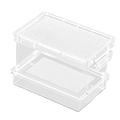 Reptile Feeding Box, Clear Ventilation Container for Mealworms and Crickets, 5.31 x 3.54 x 3.94 in