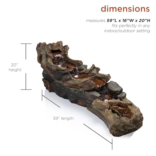 Alpine Corporation 59" Long Indoor/Outdoor River Rapids Fountain with LED Lights - style: 59' L - River w/ LED's