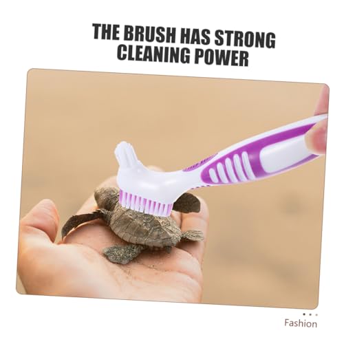 GANAZONO 3pcs Turtle Shell Cleaning Brush Double-Sided Mud for Tortoise and Aquatic Turtles Ergonomic Handle Shell Maintenance Tool - color: Violet
