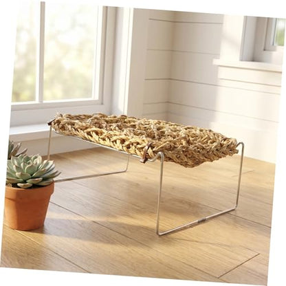 jojofuny Bearded Dragon Bed with Sea Grass Material, Rectangle Shape Climbing Habitat Decor, Wear-Resistant Lizard Hammock for Bearded Dragon and Leopard Gecko Tank or Outdoor Frog Habitat