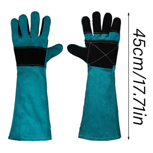 Animal Handling Gloves 17.71/23.6 Inches Multipurpose Puncture & Scratch Resistant, Bite Proof For Cat Dog Bird Falcon Livestock Snake(Green,45cm/17.71in)